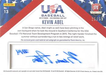 2015 Panini USA Baseball - 17U National Team Jerseys Signatures #13 Kevin Abel Back