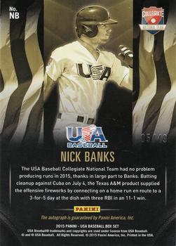 2015 Panini USA Baseball - Collegiate National Team Black Gold Signatures #NB Nick Banks Back