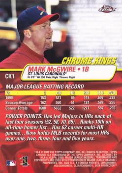 2000 Topps Chrome - Chrome Kings #CK1 Mark McGwire  Back