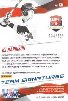 2015 Panini USA Baseball - Collegiate National Team Signatures #KH KJ Harrison Back