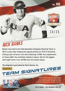 2015 Panini USA Baseball - Collegiate National Team Signatures Red Ink #NB Nick Banks Back