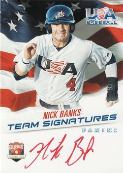 2015 Panini USA Baseball - Collegiate National Team Signatures Red Ink #NB Nick Banks Front