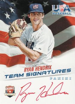 2015 Panini USA Baseball - Collegiate National Team Signatures Red Ink #RH Ryan Hendrix Front