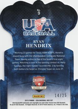 2015 Panini USA Baseball - Crown Royale Blue #9 Ryan Hendrix Back