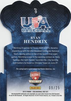 2015 Panini USA Baseball - Crown Royale Blue Signatures #9 Ryan Hendrix Back