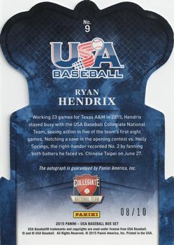 2015 Panini USA Baseball - Crown Royale Gold Signatures #9 Ryan Hendrix Back