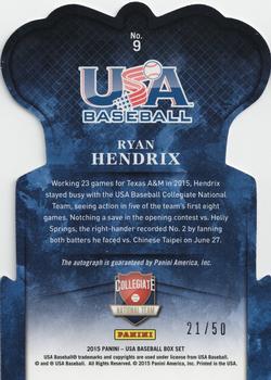 2015 Panini USA Baseball - Crown Royale Red Signatures #9 Ryan Hendrix Back