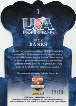 2015 Panini USA Baseball - Crown Royale Silver Signatures #1 Nick Banks Back