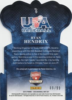 2015 Panini USA Baseball - Crown Royale Silver Signatures #9 Ryan Hendrix Back