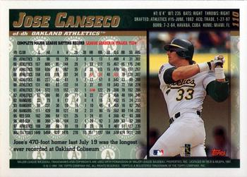 1998 Topps #110 Jose Canseco Back