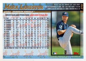 1998 Topps #379 Mark Langston Back