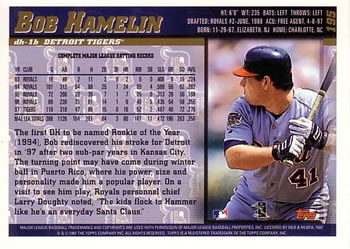 1998 Topps #195 Bob Hamelin Back