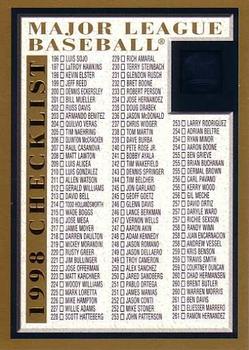 1998 Topps #NNO Checklist: 196-283 and Inserts Front