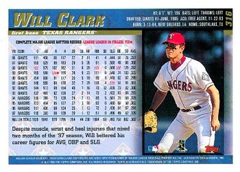 1998 Topps #316 Will Clark Back