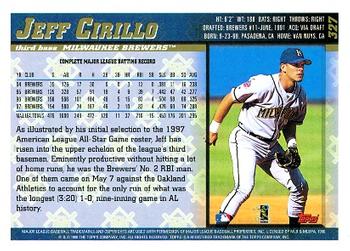 1998 Topps #327 Jeff Cirillo Back