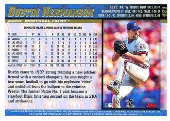 1998 Topps #421 Dustin Hermanson Back