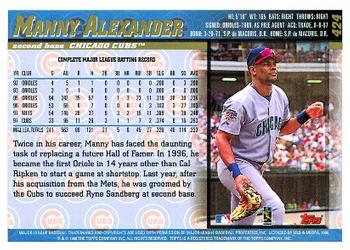1998 Topps #424 Manny Alexander Back