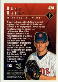 1998 Topps #474 Brad Radke Back