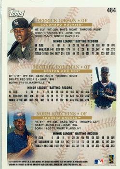 1998 Topps #484 Derrick Gibson / Michael Coleman / Norm Hutchins Back