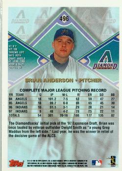 1998 Topps #496 Brian Anderson Back