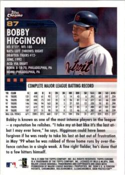 2000 Topps Chrome - Refractors #87 Bobby Higginson  Back