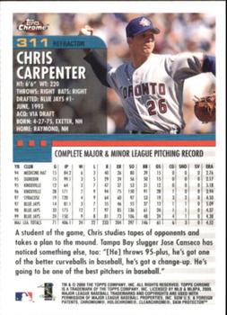 2000 Topps Chrome - Refractors #311 Chris Carpenter  Back