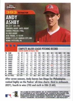 2000 Topps Chrome - Refractors #393 Andy Ashby  Back
