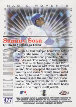 2000 Topps Chrome - Refractors #477d Sammy Sosa MM 1998 MVP  Back