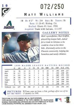 2000 Topps Gallery - Player's Private Issue #10 Matt Williams  Back