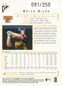 2000 Topps Gallery - Player's Private Issue #19 Brian Giles  Back