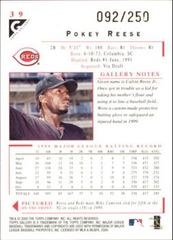 2000 Topps Gallery - Player's Private Issue #39 Pokey Reese  Back