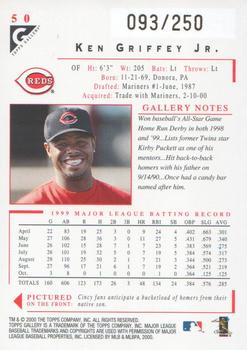 2000 Topps Gallery - Player's Private Issue #50 Ken Griffey Jr.  Back