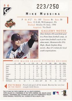 2000 Topps Gallery - Player's Private Issue #56 Mike Mussina  Back