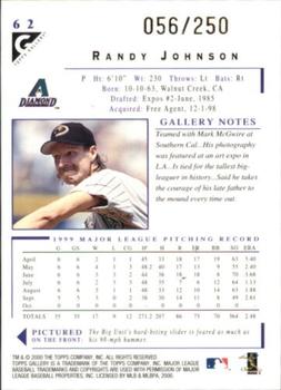 2000 Topps Gallery - Player's Private Issue #62 Randy Johnson  Back