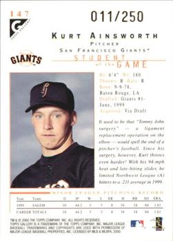 2000 Topps Gallery - Player's Private Issue #147 Kurt Ainsworth Back