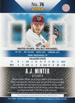 2015 Panini Elite Extra Edition - Autographed Prospects Green Ink #76 A.J. Minter Back