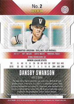 2015 Panini Elite Extra Edition - Emerald Status Die Cut Autographed Prospects #2 Dansby Swanson Back