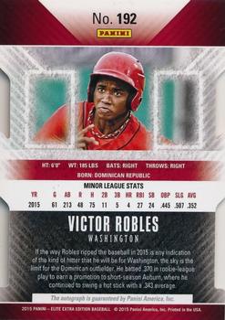 2015 Panini Elite Extra Edition - Orange Status Die Cut Autographed Prospects #192 Victor Robles Back
