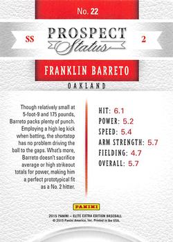 2015 Panini Elite Extra Edition - Prospect Status #22 Franklin Barreto Back