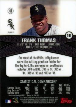2000 Topps Gold Label - Class 2 #40 Frank Thomas Back