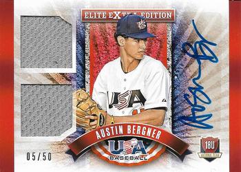 2015 Panini Elite Extra Edition - USA Baseball 18U Dual Game Jerseys Signatures #16 Austin Bergner Front