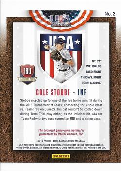 2015 Panini Elite Extra Edition - USA Baseball 18U Game Jerseys #2 Cole Stobbe Back