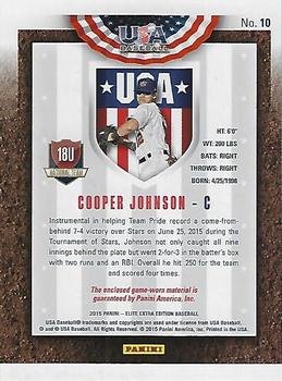 2015 Panini Elite Extra Edition - USA Baseball 18U Game Jerseys #10 Cooper Johnson Back