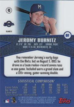 2000 Topps Gold Label - Class 3 #43 Jeromy Burnitz Back