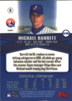 2000 Topps Gold Label - Class 3 #51 Michael Barrett Back