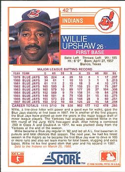 1988 Score Rookie & Traded #42T Willie Upshaw Back