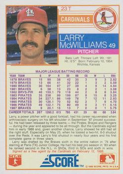 1988 Score Rookie & Traded #23T Larry McWilliams Back