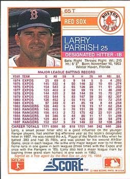 1988 Score Rookie & Traded #65T Larry Parrish Back