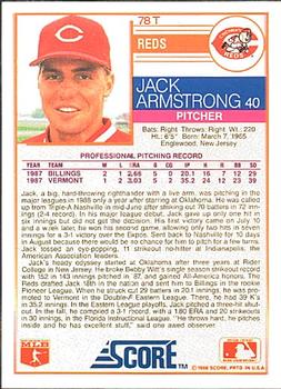 1988 Score Rookie & Traded #78T Jack Armstrong Back
