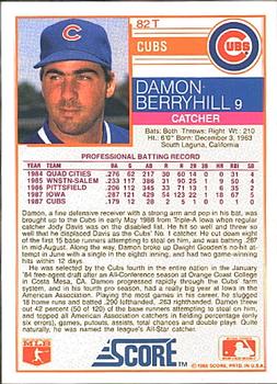 1988 Score Rookie & Traded #82T Damon Berryhill Back